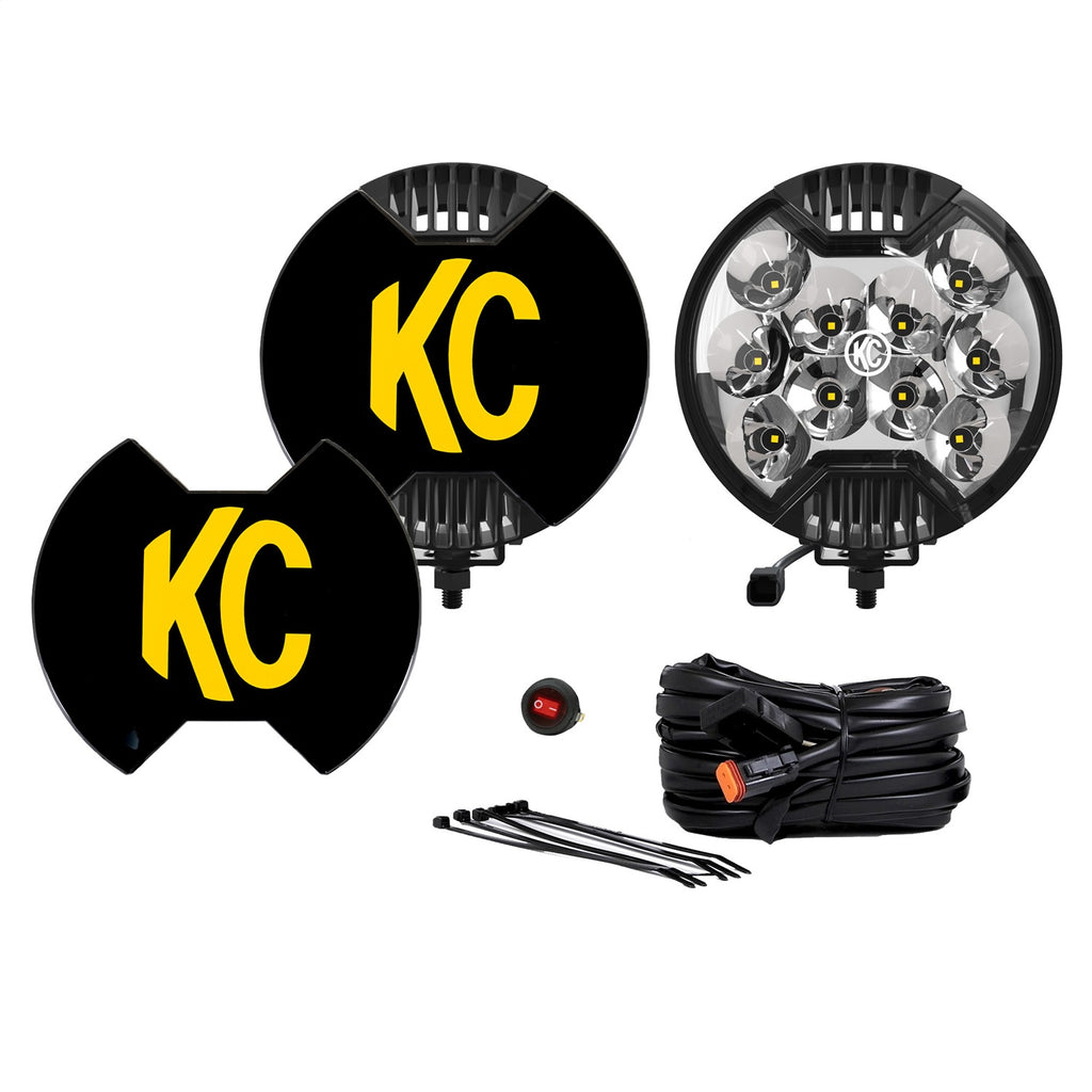 KC HiLites 100 6" SlimLite LED Driving Light Kit 2-Light System 50W Spot Beam