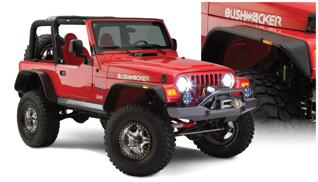 Bushwacker 10920-07 Flat Style Fender Flares Fits 97-06 Wrangler (TJ)