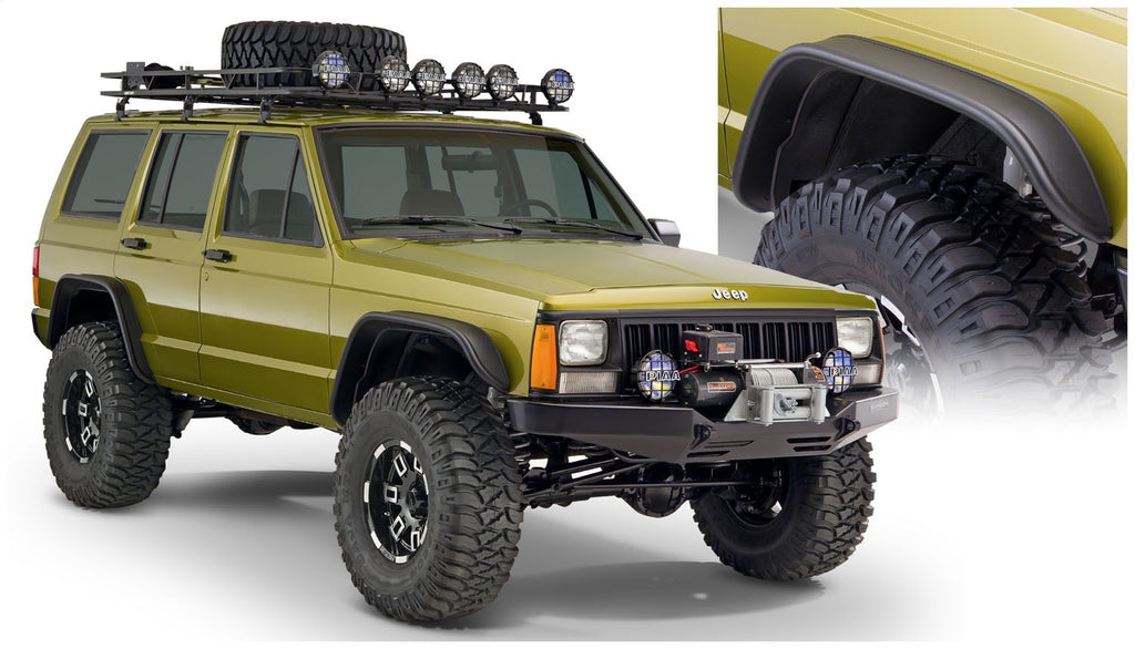 Bushwacker 10922-07 Flat Style Fender Flares Fits 84-01 Cherokee (XJ)