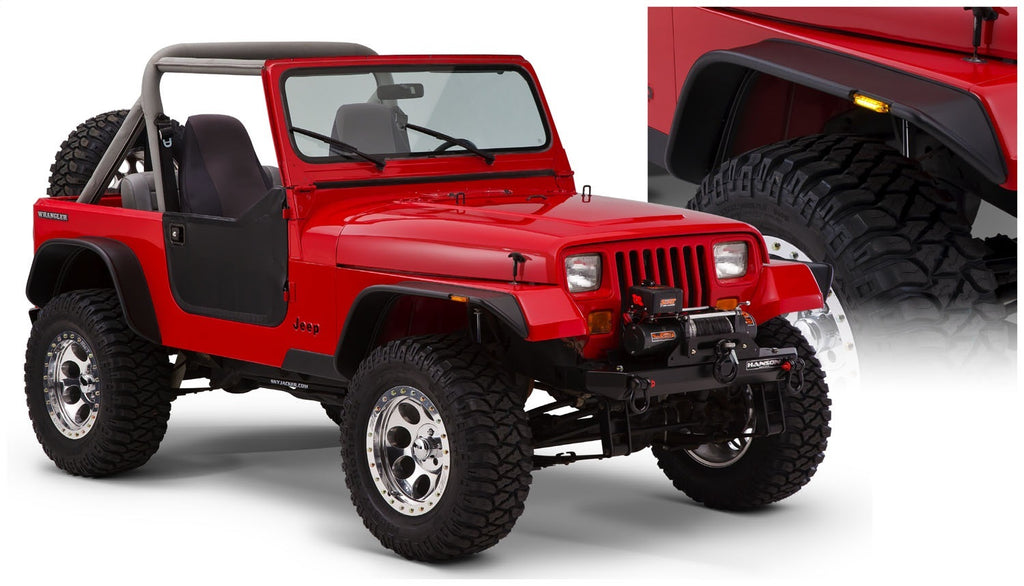 Bushwacker 10924-07 Flat Style Fender Flares Fits 87-95 Wrangler (YJ)