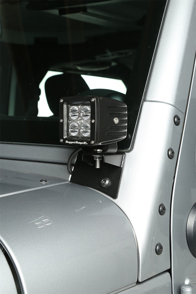 Rugged Ridge 11027.04 Windshield Auxiliary Light Brackets Fits Wrangler (JK)