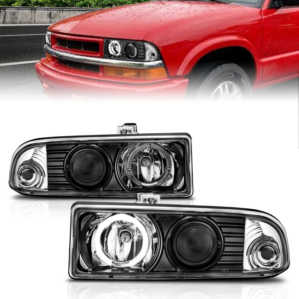 Anzo USA 111015 Projector Headlight Set w/Halo Fits 98-04 S10 Blazer S10 Pickup