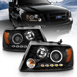 Anzo USA 111028 Projector Headlight Set w/Halo Fits 04-08 F-150 Mark LT