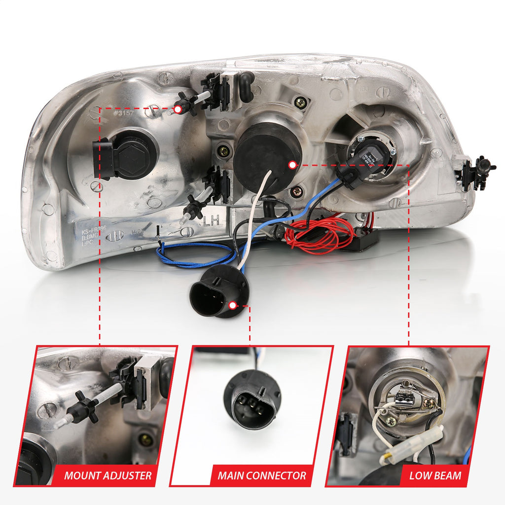 Anzo USA 111031 Projector Headlight Set w/Halo Fits 97-03 Expedition F-150