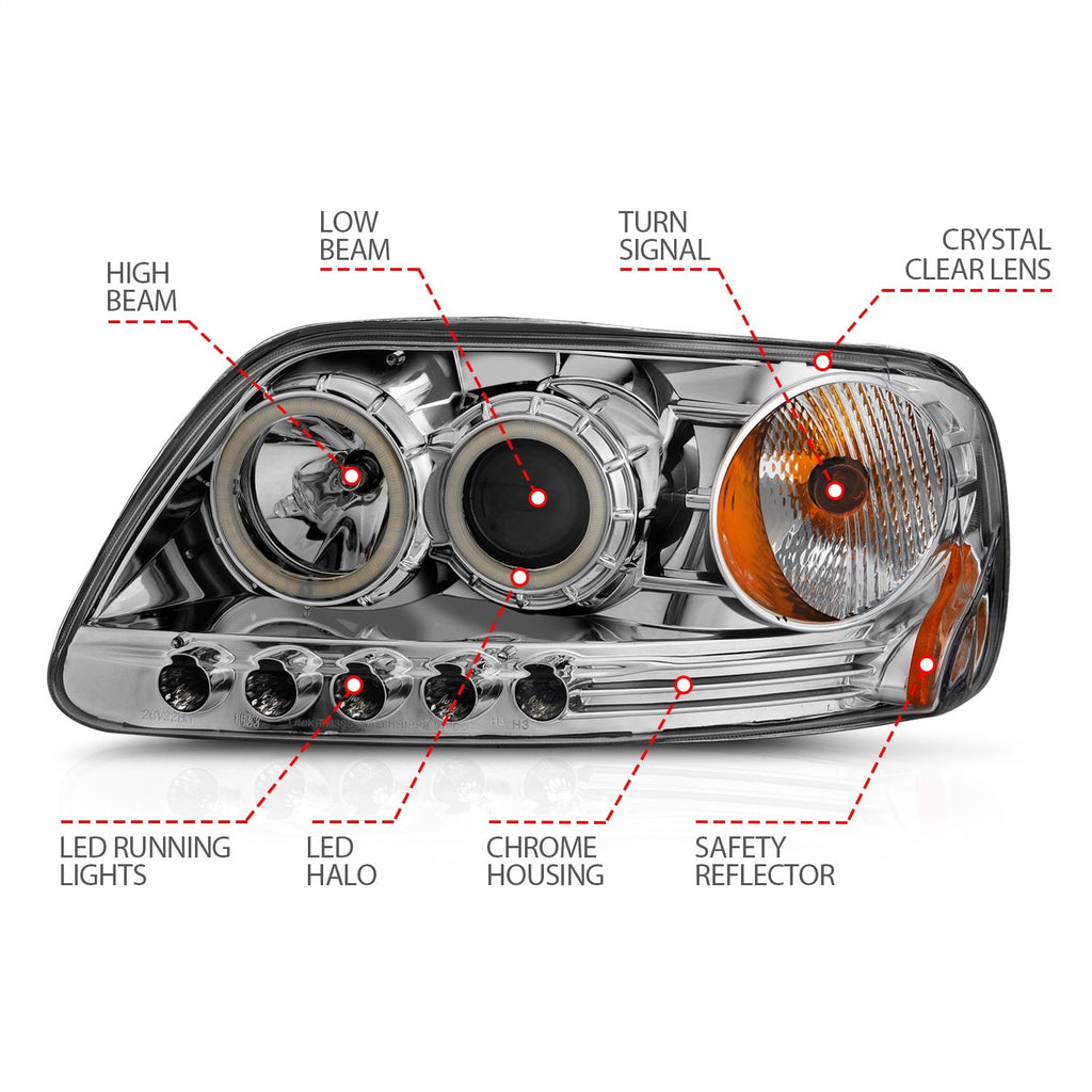 Anzo USA 111054 Projector Headlight Set w/Halo Fits 97-03 Expedition F-150