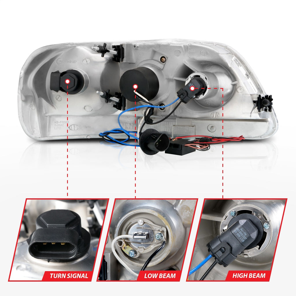 Anzo USA 111054 Projector Headlight Set w/Halo Fits 97-03 Expedition F-150