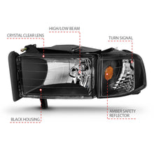 Load image into Gallery viewer, Anzo USA 111067 Crystal Headlight Set Fits 94-02 Ram 1500 Ram 2500 Ram 3500