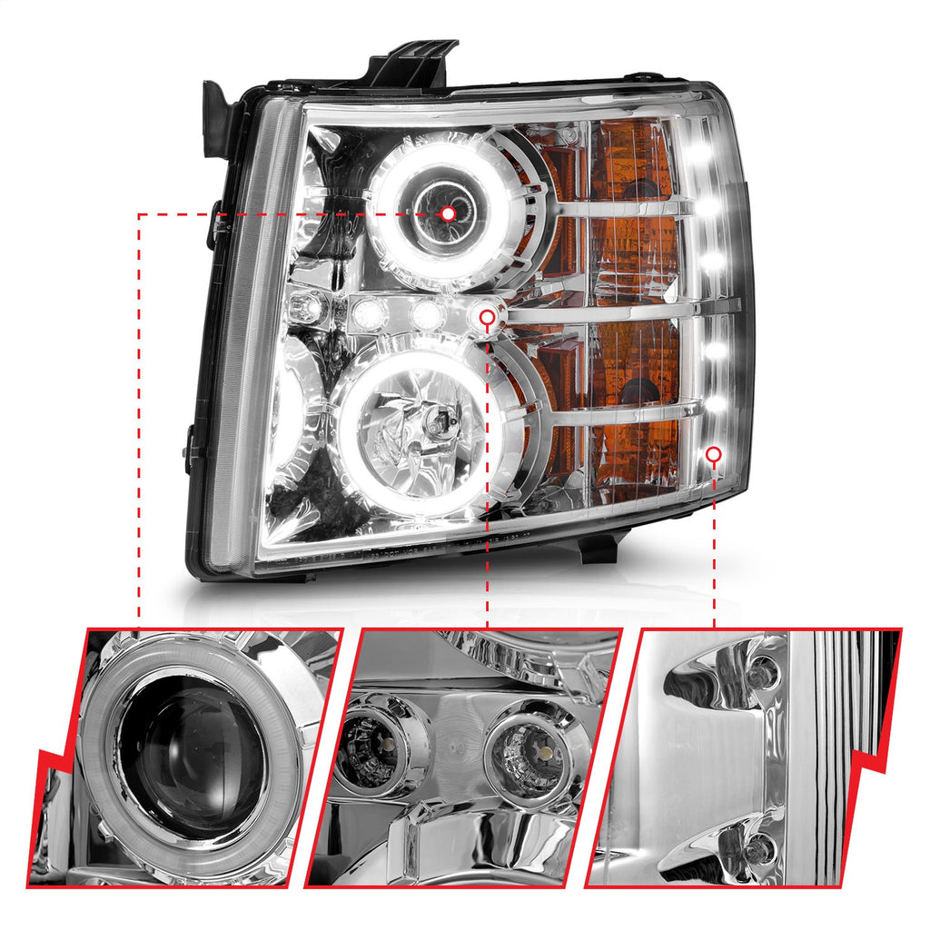 Anzo USA 111086 Projector Headlight Set w/Halo