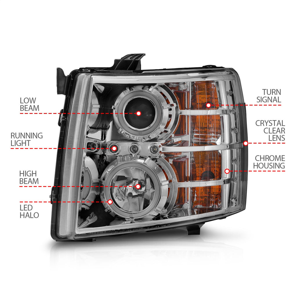 Anzo USA 111086 Projector Headlight Set w/Halo