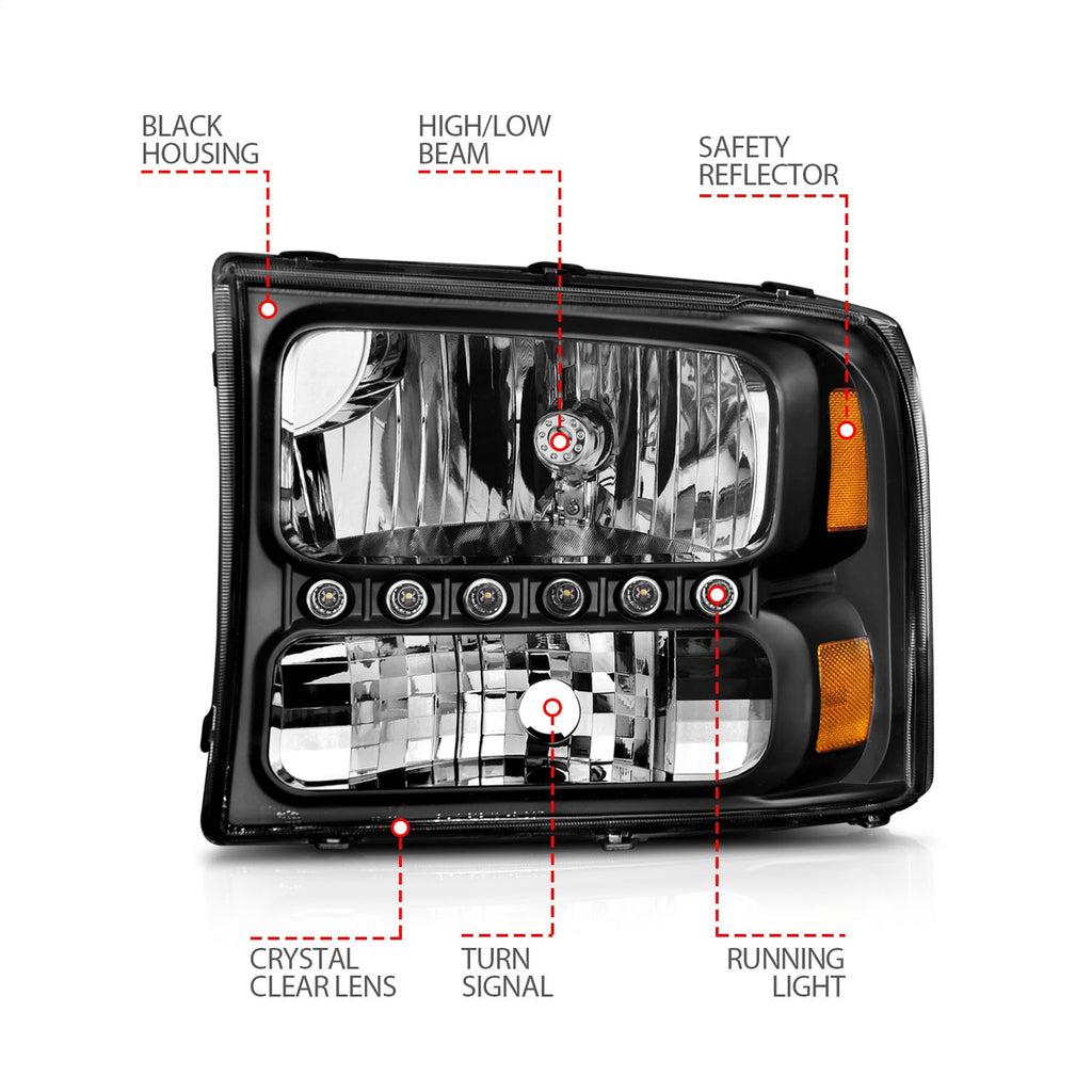 Anzo USA 111106 Crystal Headlight Set
