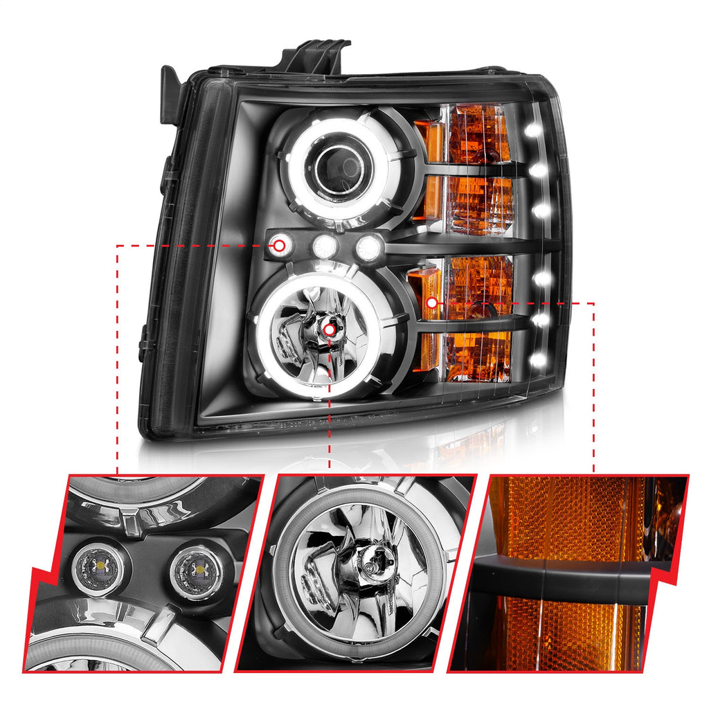 Anzo USA 111107 Projector Headlight Set w/Halo