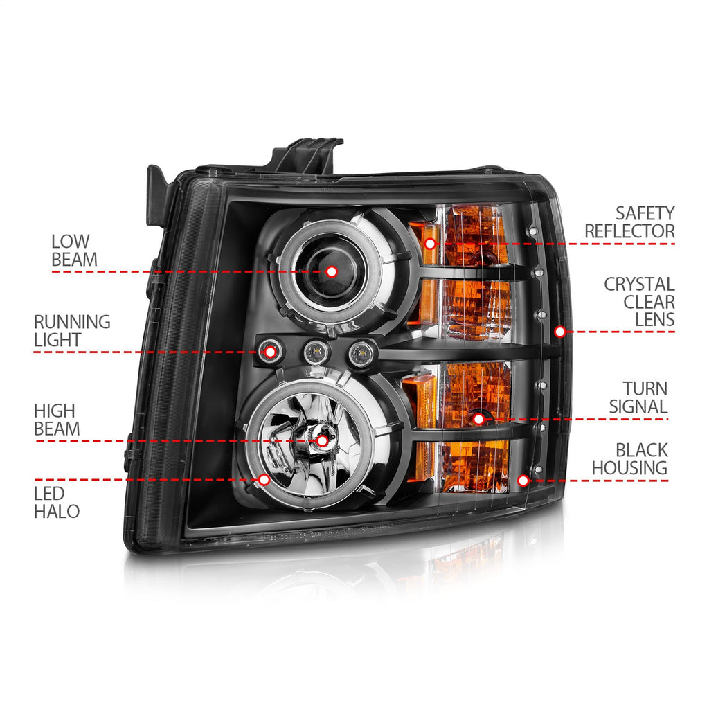 Anzo USA 111107 Projector Headlight Set w/Halo