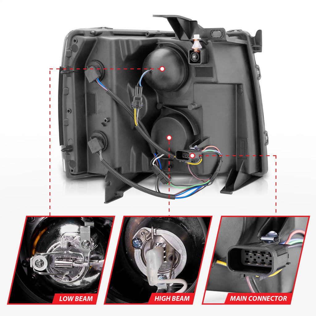 Anzo USA 111107 Projector Headlight Set w/Halo
