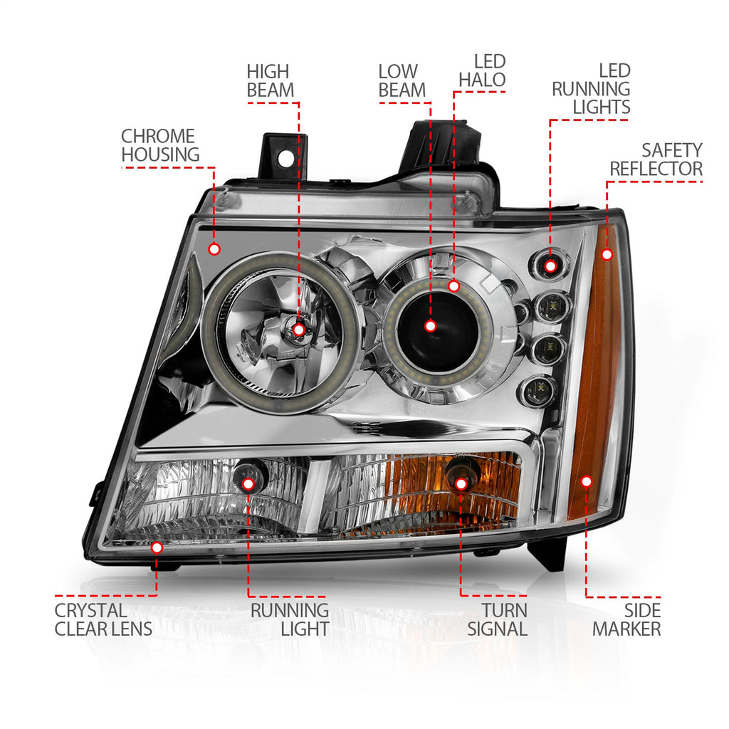 Anzo USA 111108 Projector Headlight Set w/Halo