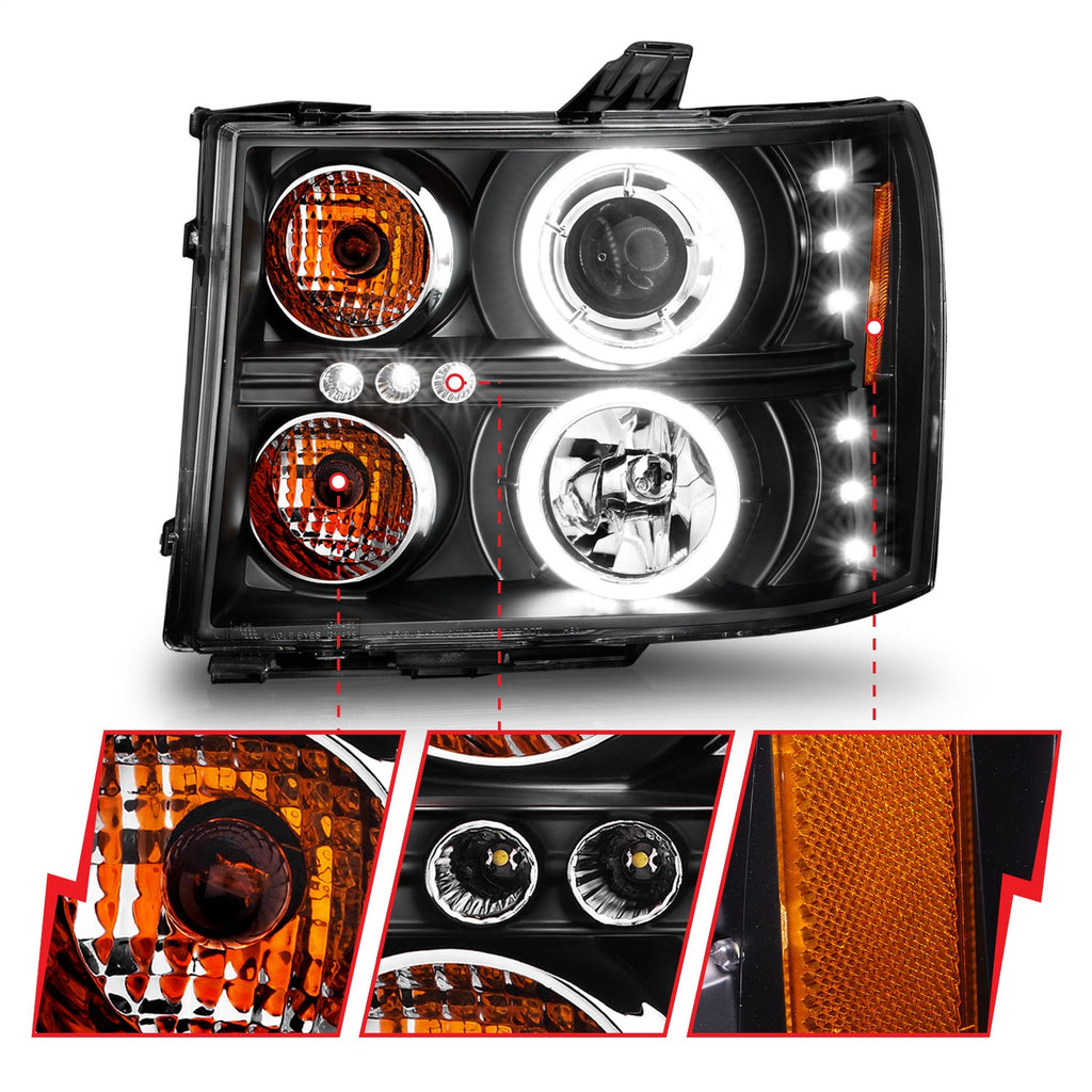Anzo USA 111125 Projector Headlight Set w/Halo