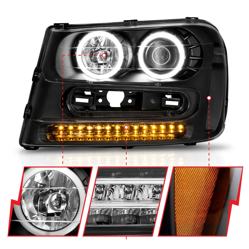 Anzo USA 111127 Projector Headlight Set w/Halo Fits Trailblazer Trailblazer EXT