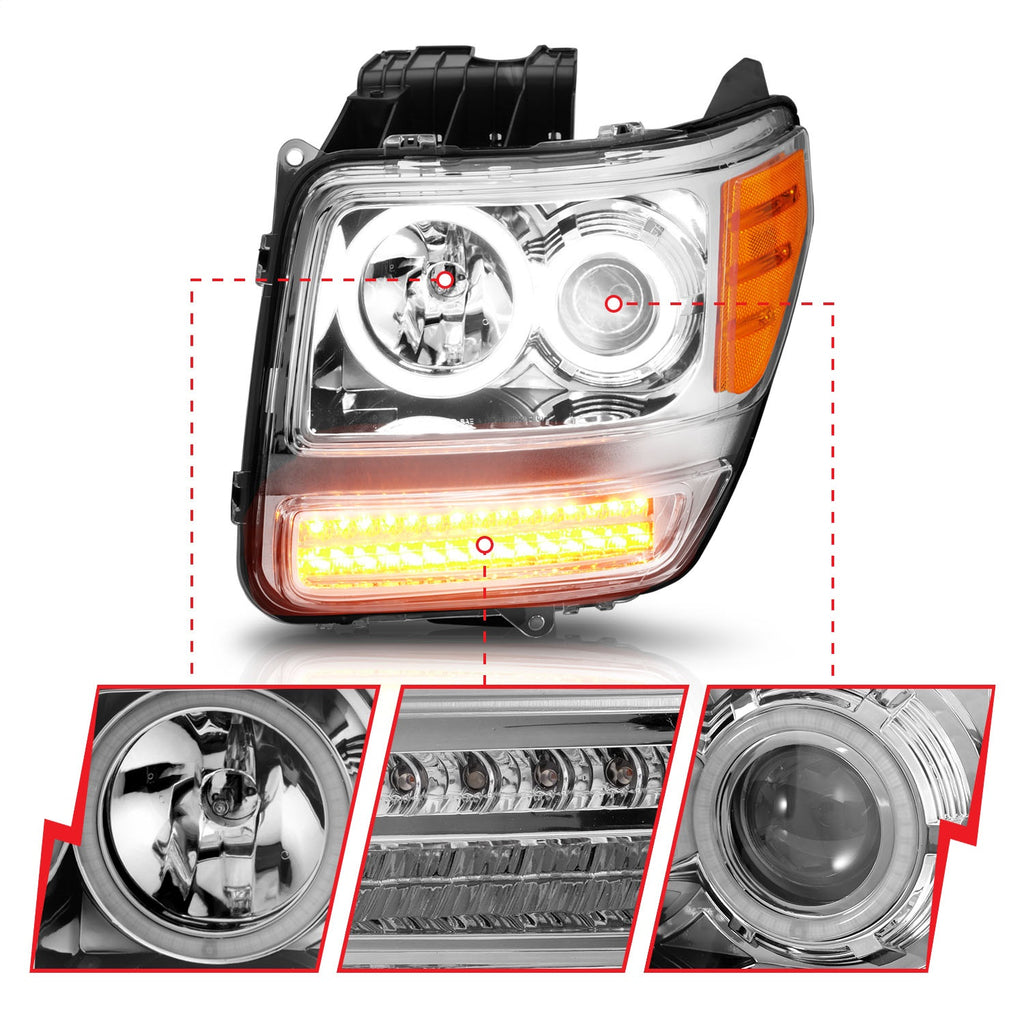 Anzo USA 111144 Projector Headlight Set w/Halo Fits 07-11 Nitro