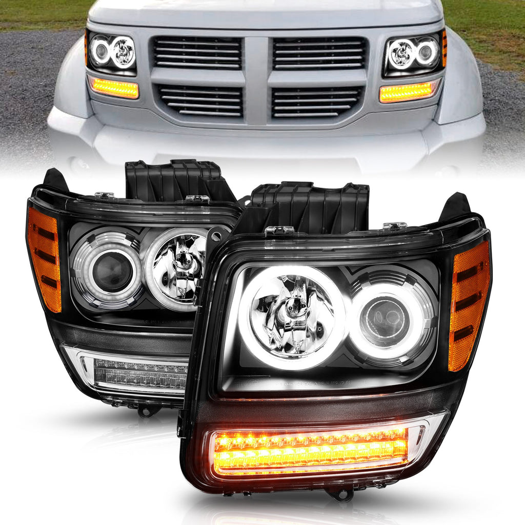 Anzo USA 111145 Projector Headlight Set w/Halo Fits 07-11 Nitro
