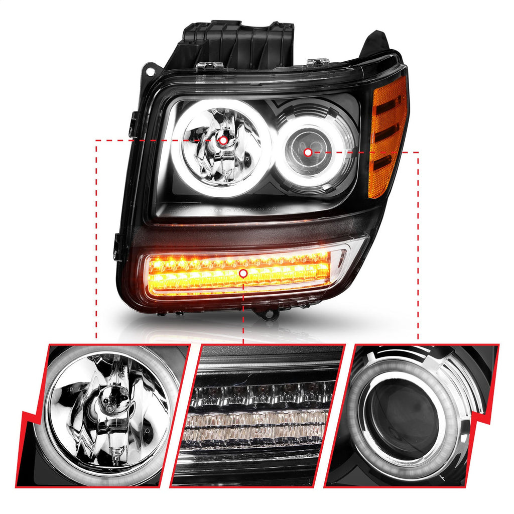 Anzo USA 111145 Projector Headlight Set w/Halo Fits 07-11 Nitro