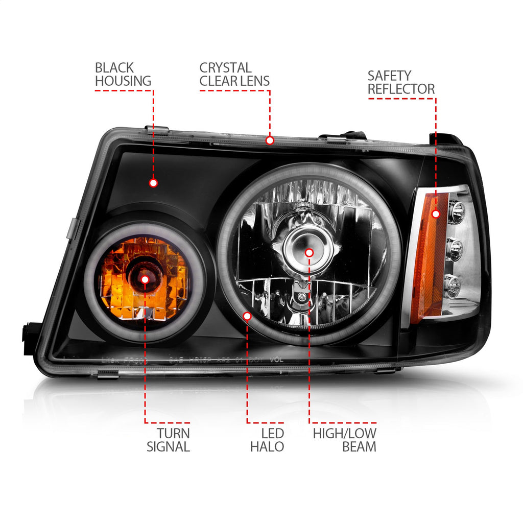 Anzo USA 111152 Crystal Headlight Set w/Halo Fits 01-11 Ranger