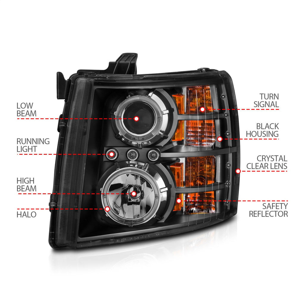 Anzo USA 111200 Projector Headlight Set w/Halo