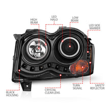 Load image into Gallery viewer, Anzo USA 111213 Projector Headlight Set w/Halo Fits 08-10 Grand Cherokee (WK)