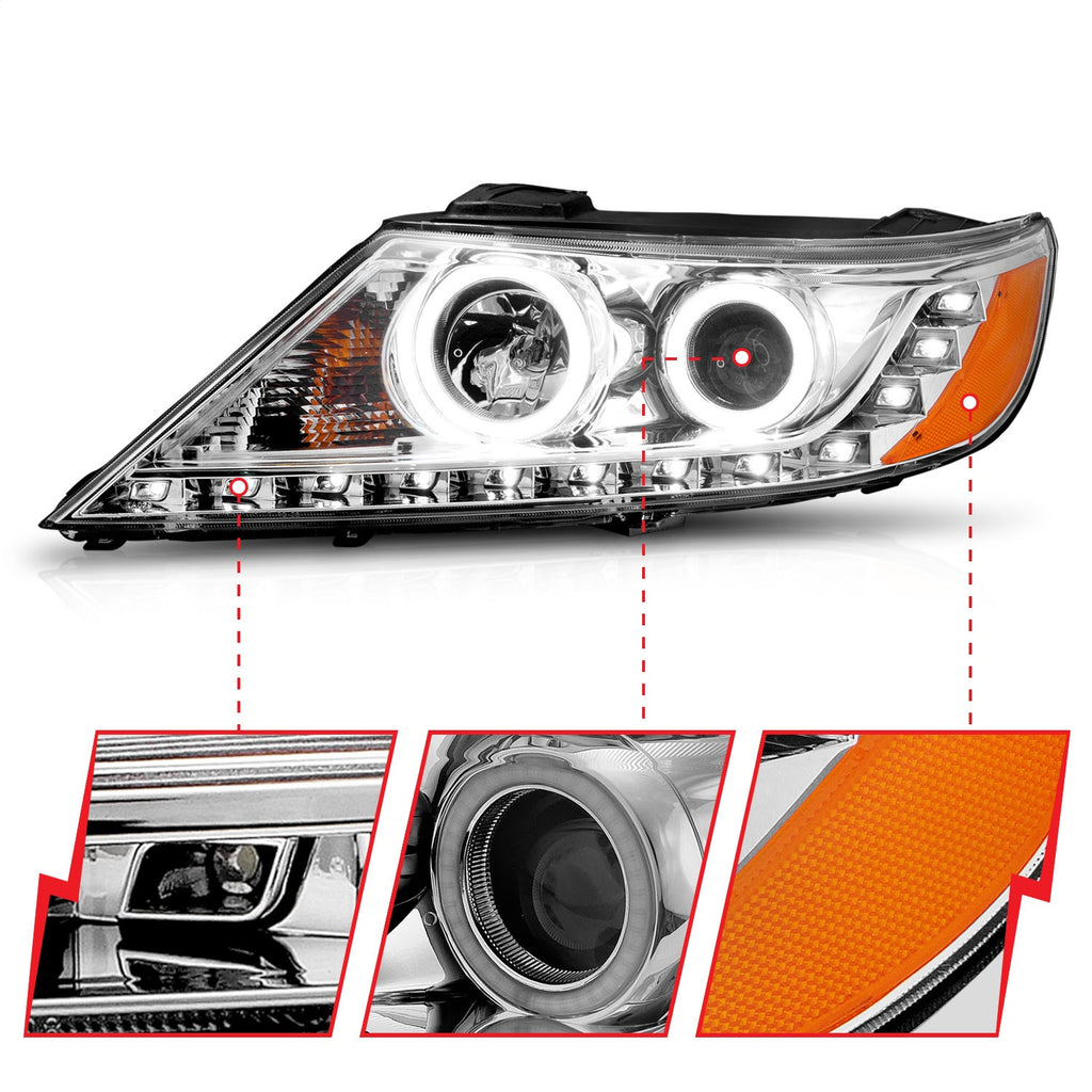 Anzo USA 111249 Crystal Headlight Set w/Halo Fits 11-13 Sorento