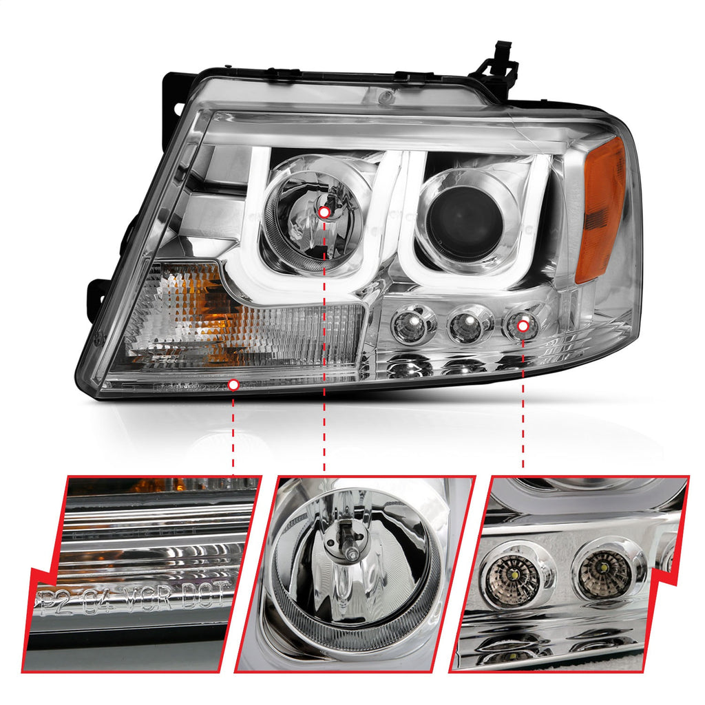 Anzo USA 111287 Projector Headlight Set Fits 04-08 F-150 Mark LT