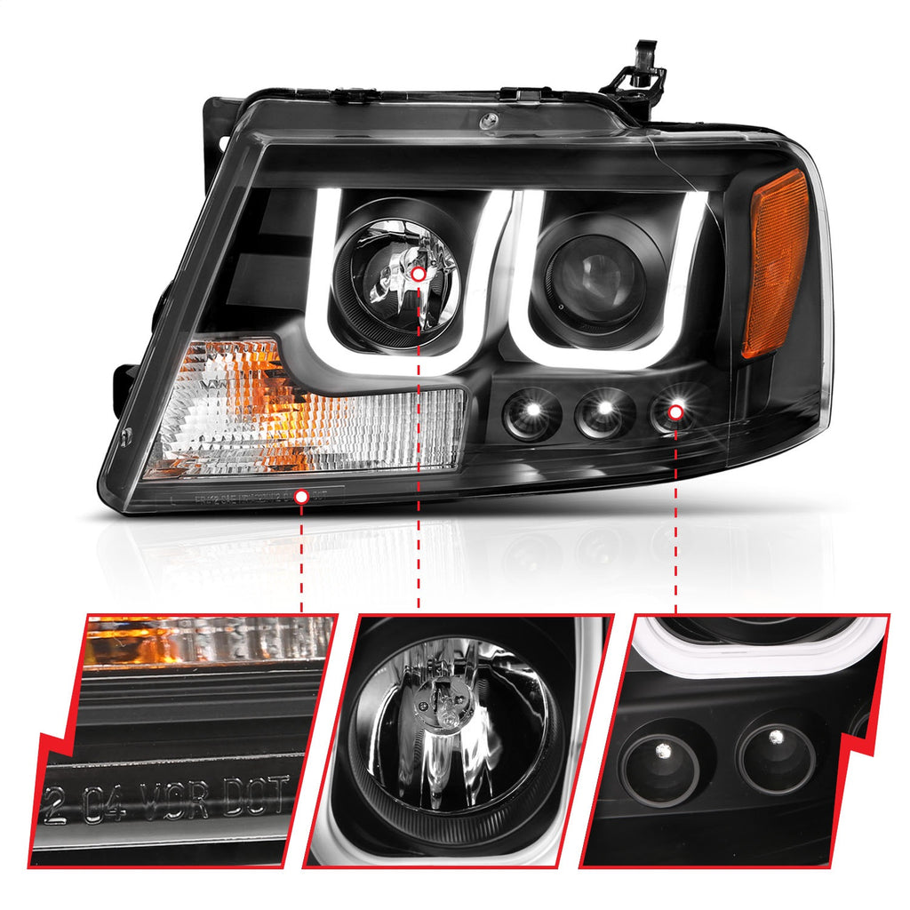 Anzo USA 111288 Projector Headlight Set Fits 04-08 F-150 Mark LT