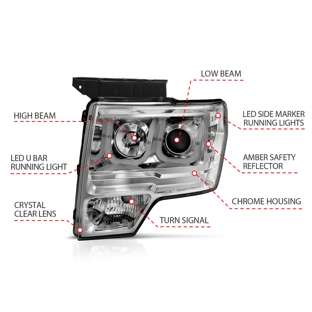 Anzo USA 111352 Projector Headlight Set Fits 09-14 F-150