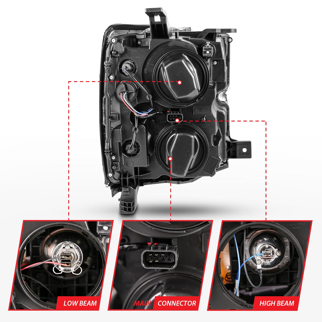 Anzo USA 111360 Projector Headlight Set Fits Silverado 2500 HD Silverado 3500 HD