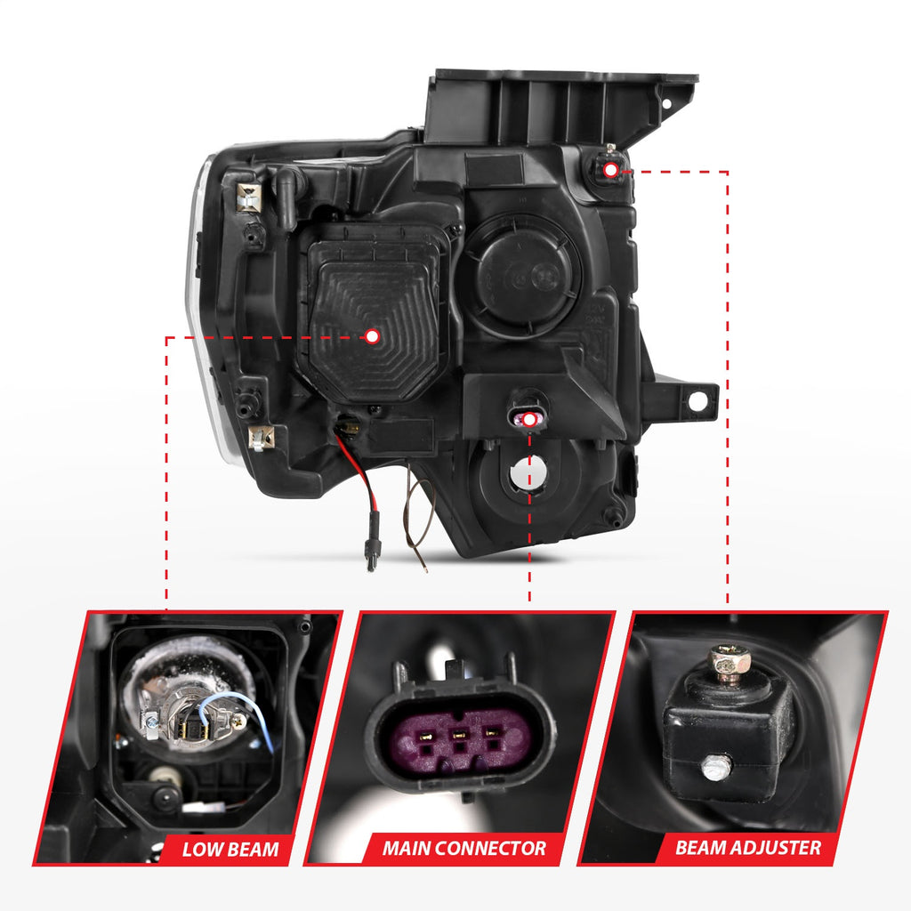 Anzo USA 111383 Projector Headlight Set Fits 09-14 F-150