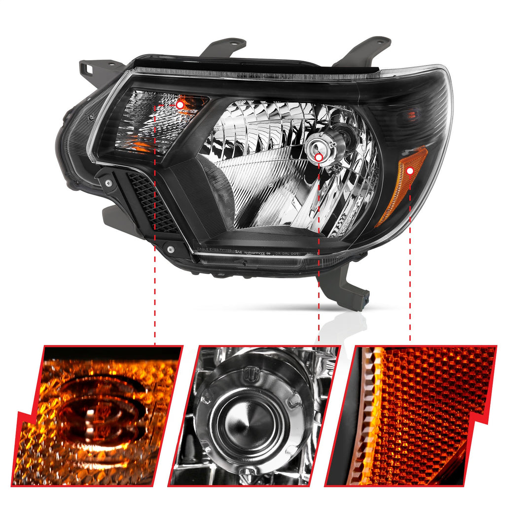 Anzo USA 111395 Crystal Headlight Set Fits 12-15 Tacoma