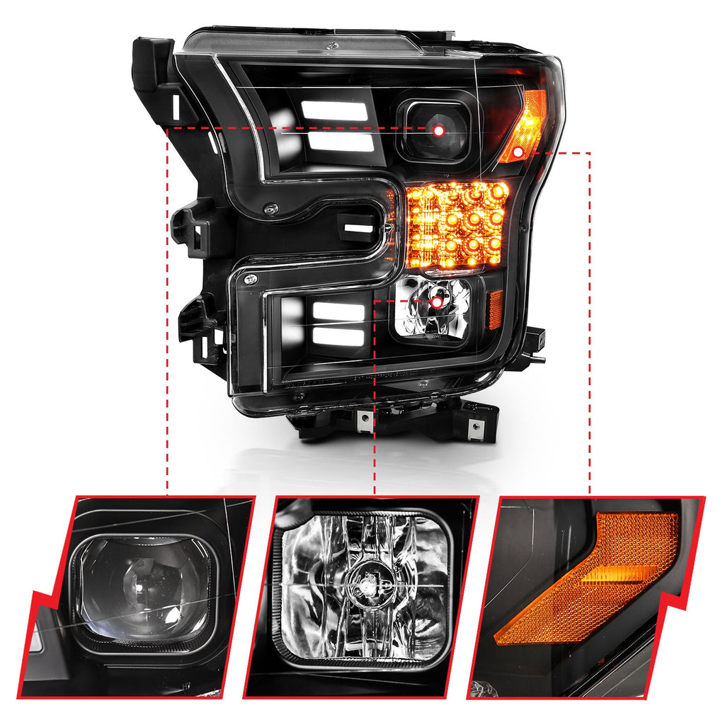 Anzo USA 111408 Projector Headlight Set Fits 15-17 F-150