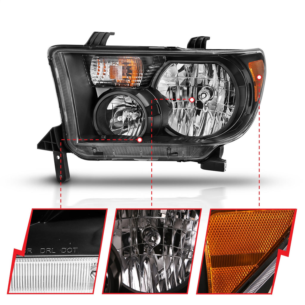 Anzo USA 111436 Crystal Headlight Set Fits 07-13 Sequoia Tundra