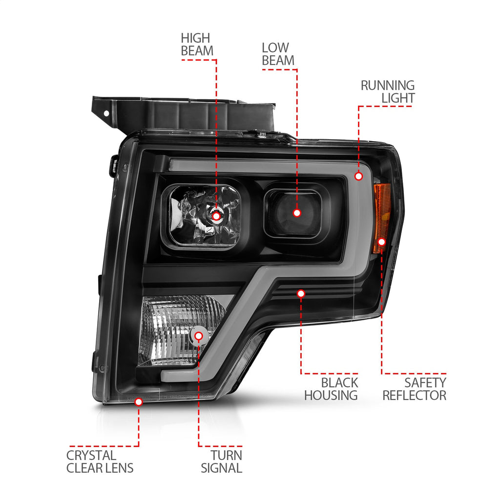 Anzo USA 111443 Projector Headlight Set Fits 09-14 F-150