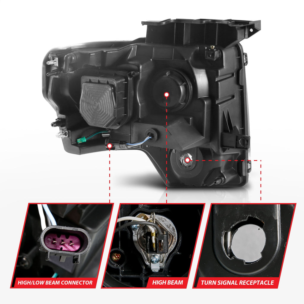 Anzo USA 111443 Projector Headlight Set Fits 09-14 F-150