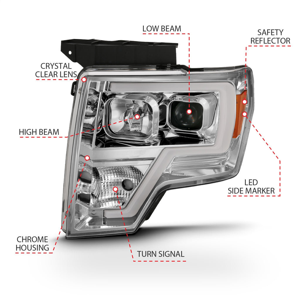 Anzo USA 111444 Projector Headlight Set Fits 09-14 F-150