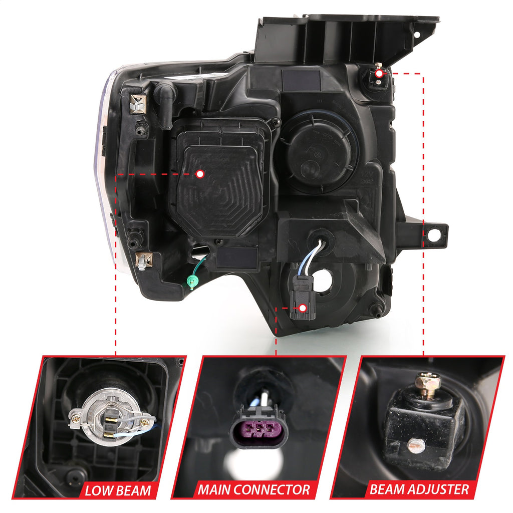 Anzo USA 111444 Projector Headlight Set Fits 09-14 F-150