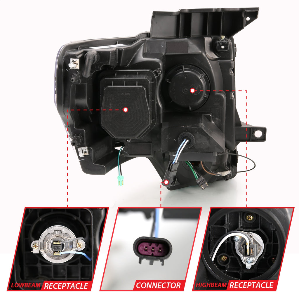 Anzo USA 111445 Projector Headlight Set Fits 09-14 F-150
