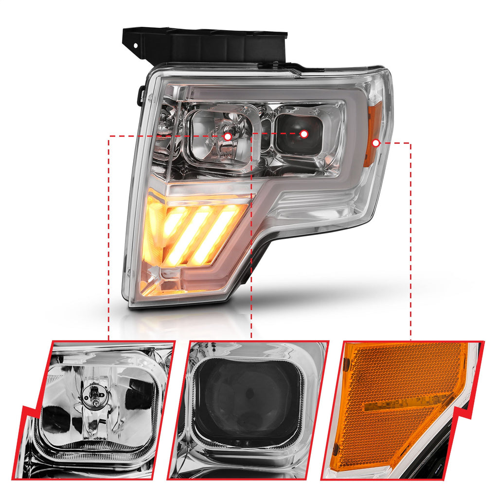 Anzo USA 111446 Projector Headlight Set Fits 09-14 F-150