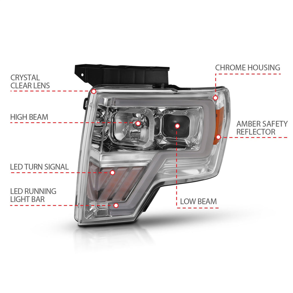 Anzo USA 111446 Projector Headlight Set Fits 09-14 F-150