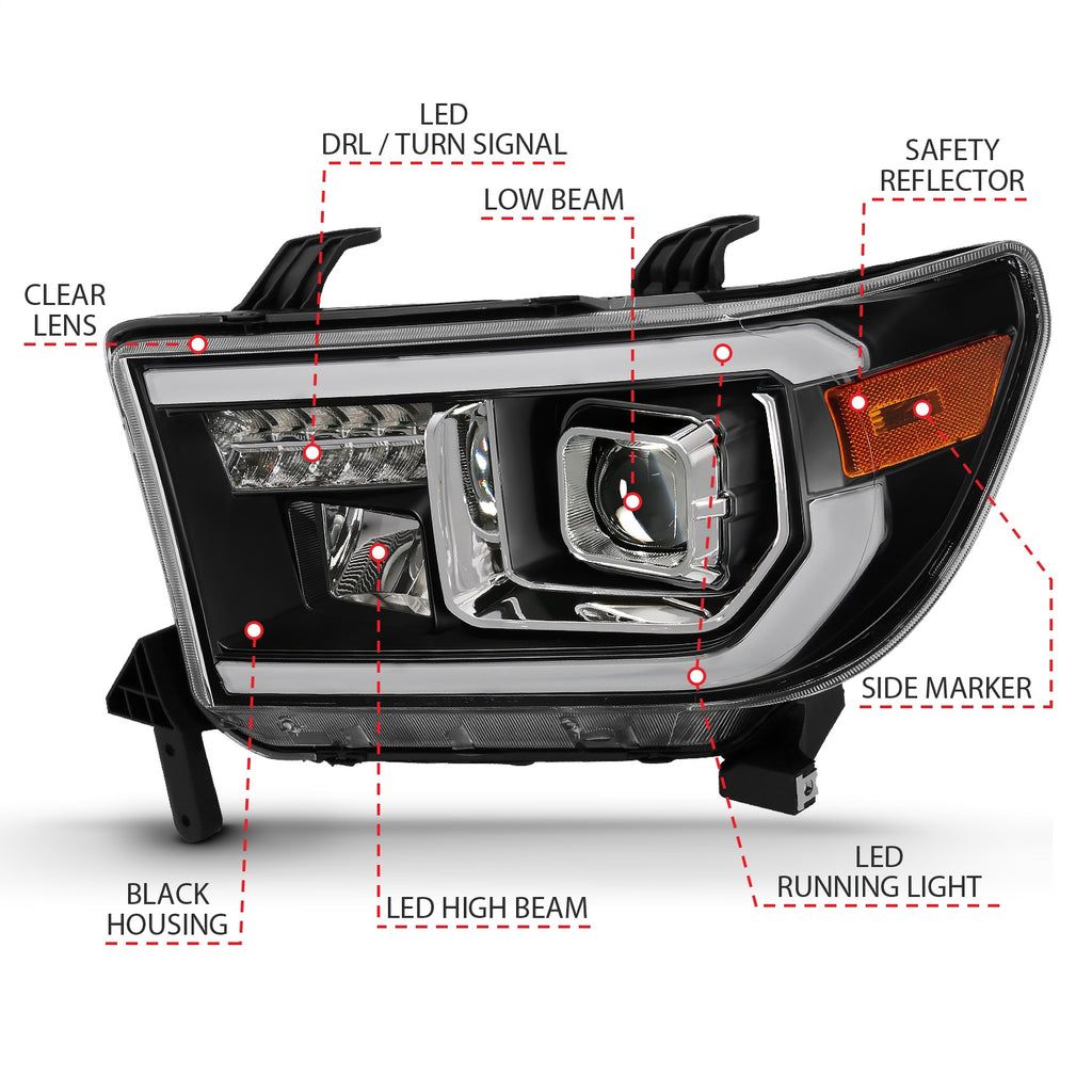 Anzo USA 111447 Projector Headlight Set Fits 07-16 Sequoia Tundra