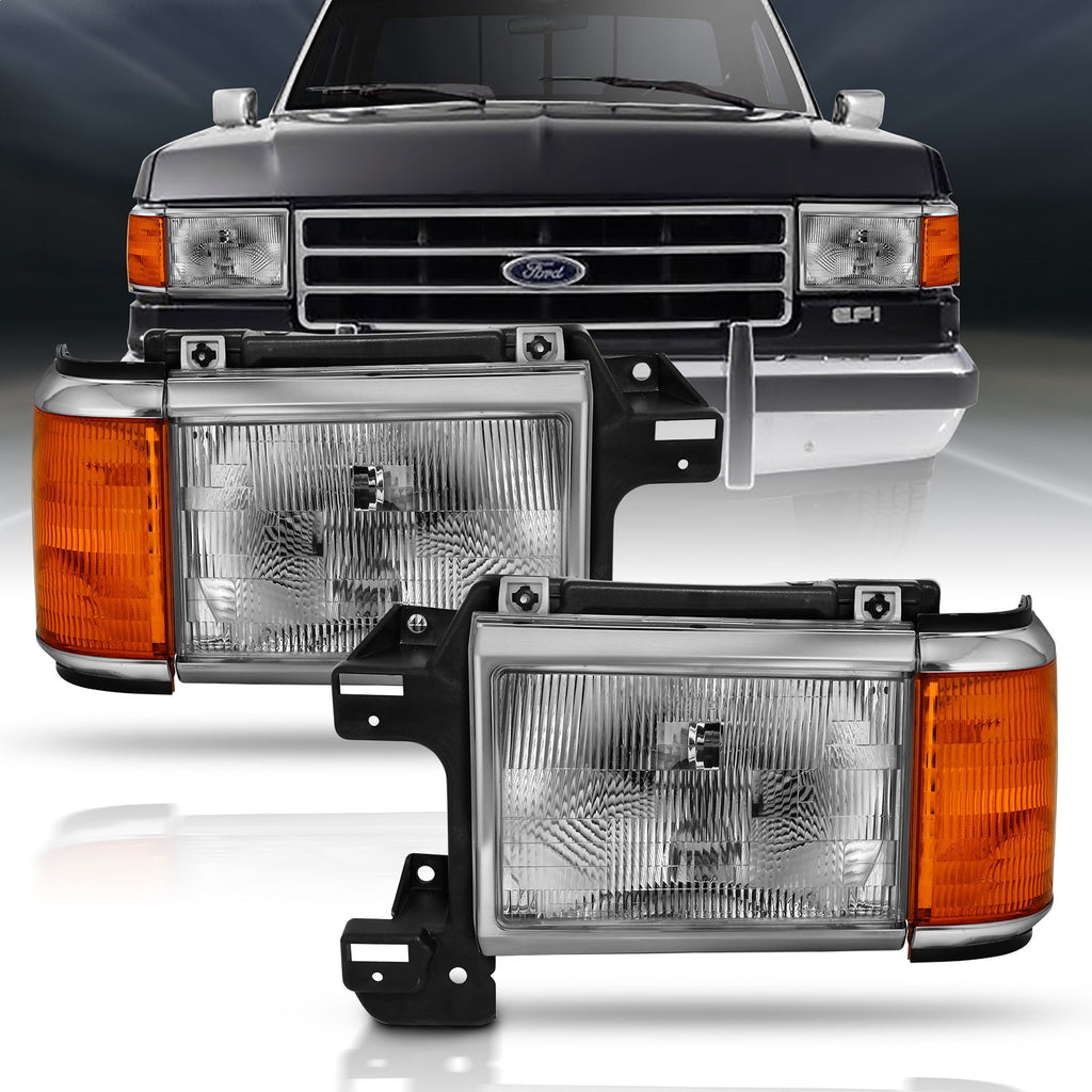 Anzo USA 111449 Crystal Headlight Set Fits 87-91 Bronco F-150 F-250 F-350