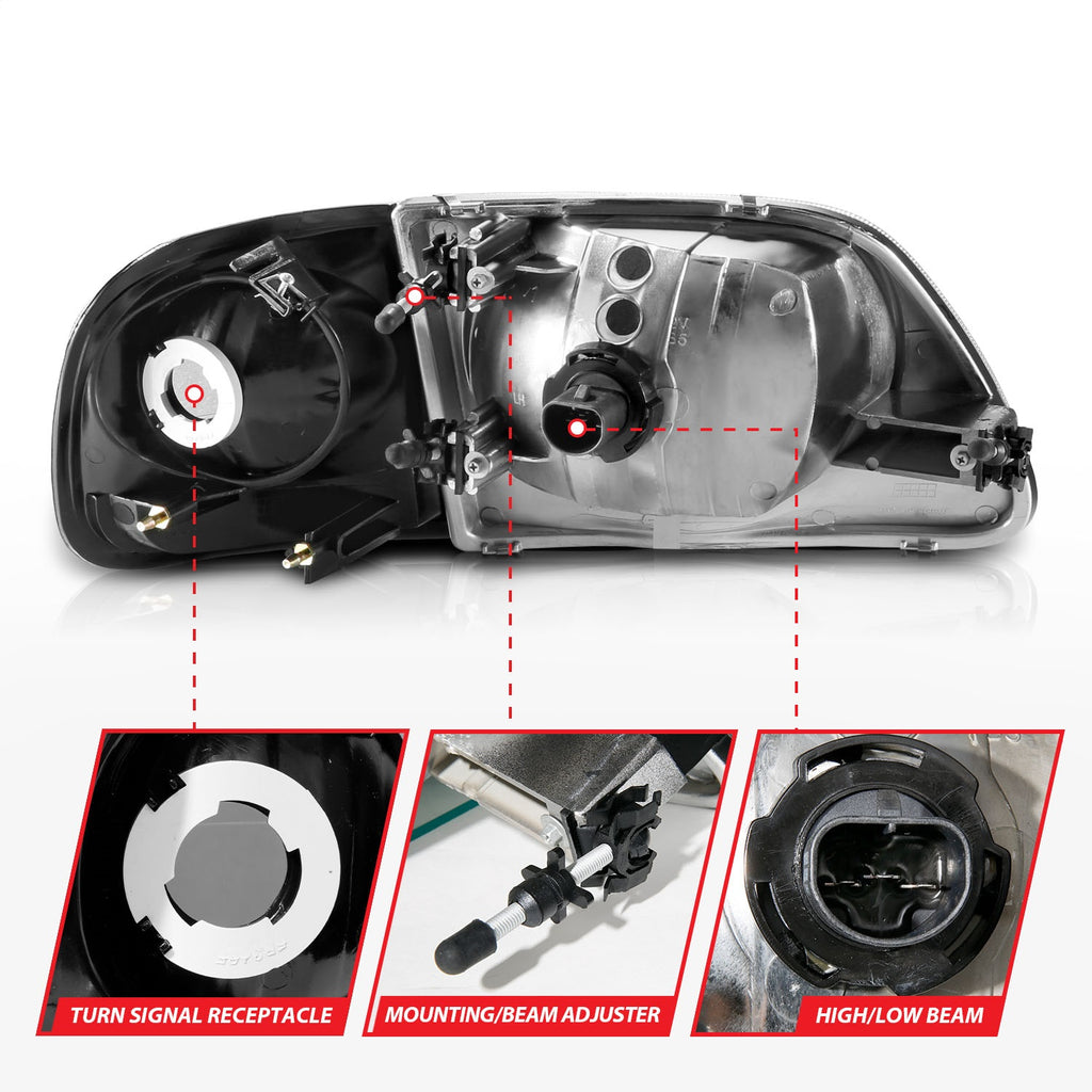 Anzo USA 111460 Crystal Headlight Set Fits 97-03 F-150