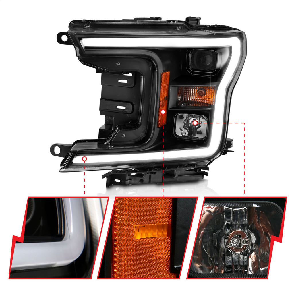 Anzo USA 111467 Projector Headlight Set w/Halo Fits 18-20 F-150