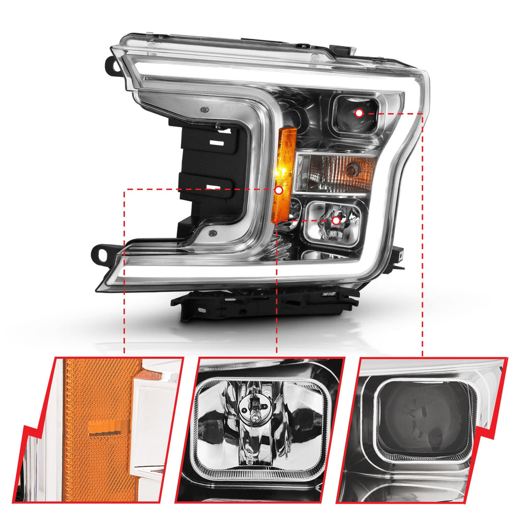 Anzo USA 111468 Projector Headlight Set w/Halo Fits 18-20 F-150