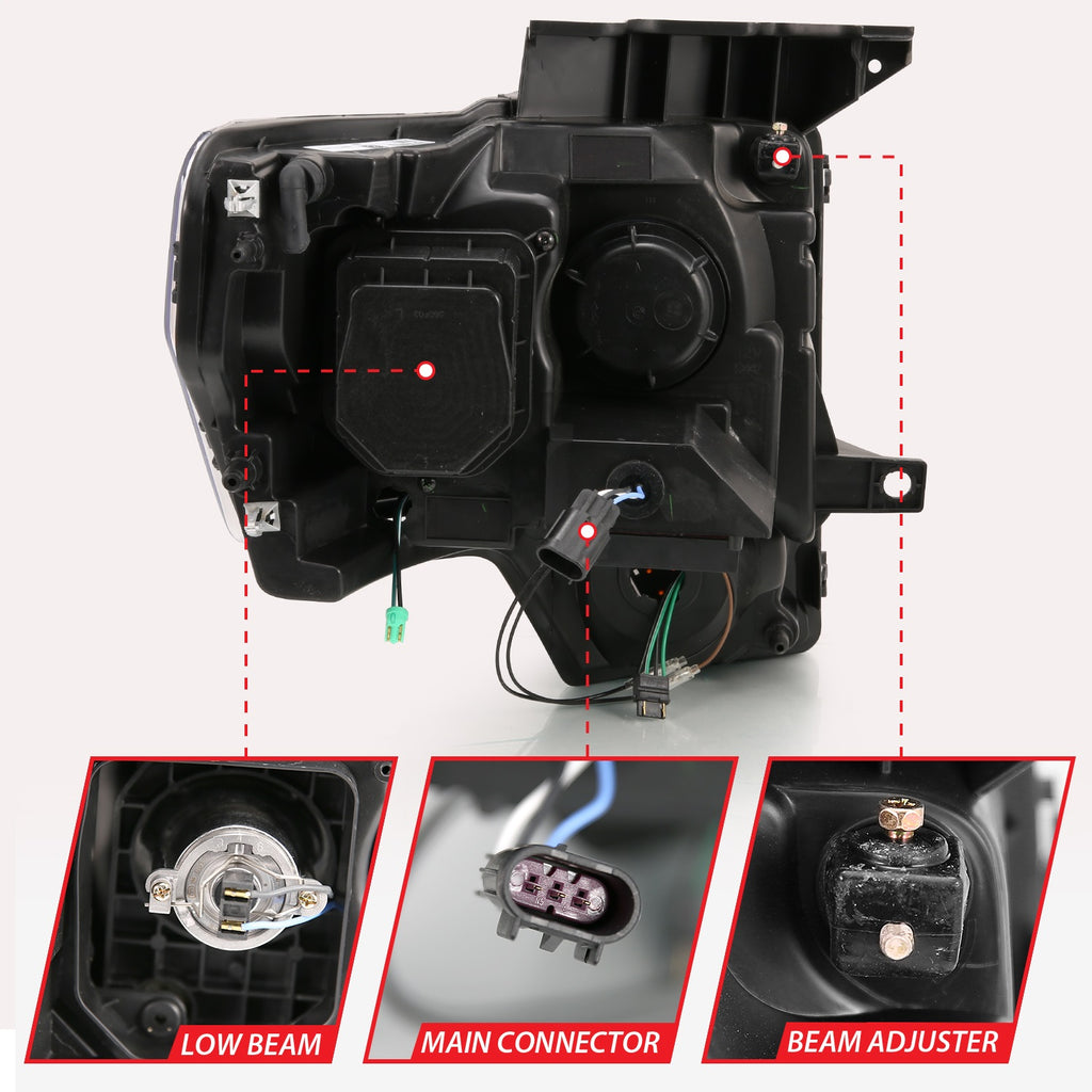 Anzo USA 111469 Projector Headlight Set w/Halo Fits 09-14 F-150