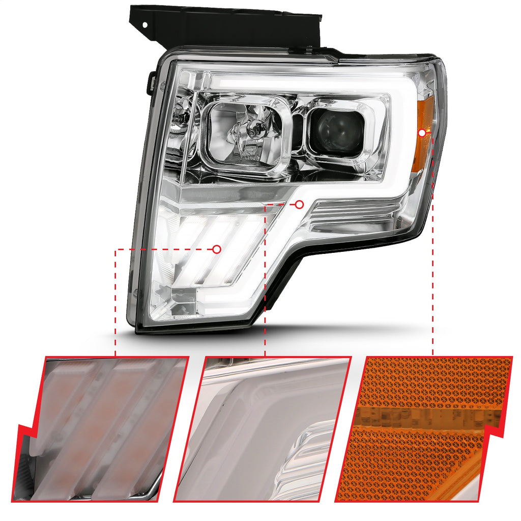 Anzo USA 111470 Projector Headlight Set w/Halo Fits 09-14 F-150