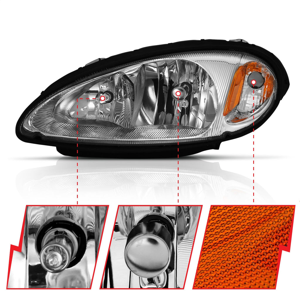 Anzo USA 111472 Crystal Headlight Set Fits 01-05 PT Cruiser